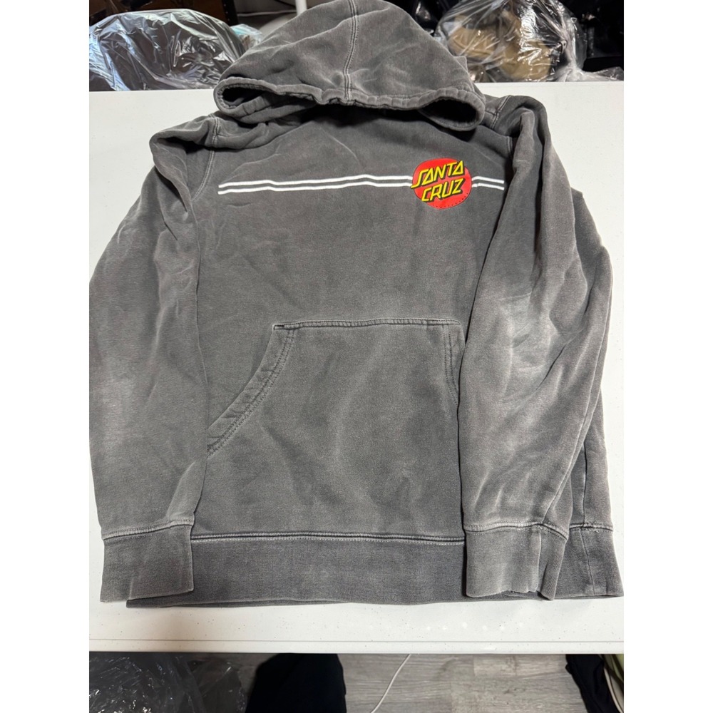 Santa Cruz Skateboards Faded Gray Pullover Hoodie Mens Large Logo Sweatshirt